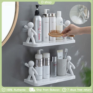 Multifunctional Wall Hanging Bathroom Storage Human Hook Rack Floating Wall Ledge Shelf Suction Wall Mounted Bookshelf Home Office Shelves Kitchen Storage Rack