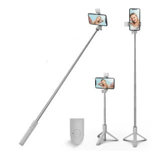 MIRELAE Có thể gập lại Gậy selfie Bluetooth Với ánh sáng lấp đầy Giá đỡ ba chân mini Thanh có thể thu vào Giá đỡ điện thoại Cho Huawei/Xiaomi/Iphone ảnh phát trực tiếp