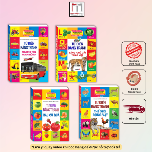 Combo 4c Từ điển bằng tranh chữ cái tiếng việt ptien giao thông rau của quả thế giới động vật