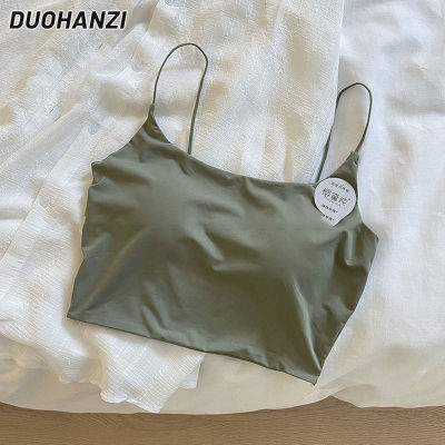 DUOHANZI Solid color short ice silk camisole with tube top and beautiful back
