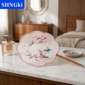 SHNGki Lụa Truyền Thống Thêu Mái Chèo Fan Hâm Mộ Cổ Điển Vòng Hình Dạng Cầm Tay Hoa Thiết Kế Cho Nhiếp Ảnh Phụ Kiện Và Trang Trí Nội Thất
