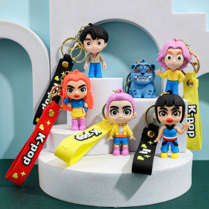 Kpop Demon Hunters Movie Keychain Tiger Character PVC Figure Keychain Cute Harajuku Style Key Ring for Kids & Fans Halloween