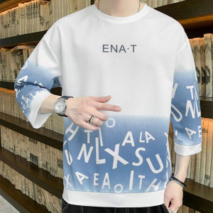 LHMoonlight จัดส่งไว🚀เสื้อผ้าแฟชั่นผชคอกลมแขนสามส่วนแต่งจั้ม เสื้อยืดผู้ชายสกรีนลายพ่นสเปรย์ลายตัวอักษรรอบตัว เสื้อแฟชั่นสีพื้นมีให้เลือก 5 สี จุกๆกันไปเลย🌈