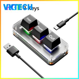 [Vktech] RGB Mini Cut Copy Paste Keyboard 3-Key Ctrl X C V Shortcut One Handed Keyboard USB Type-C Gaming Mechanical Keyboard