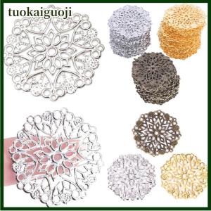 tuokaiguoji 50ชิ้นตัวเชื่อมต่อลวดลายดอกไม้ทองสัมฤทธิ์อุปกรณ์ทำเครื่องประดับ DIY สำหรับงานฝีมือ