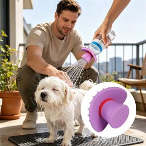 OEUVR Water Control Pet Shower Head Hat Shape Silicone Massage Bath Scrubber Soft Portable Shower Sprayers with Bath Brush Grooming