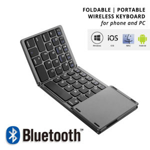 Foldable Bluetooth Keyboard for Smartphones and Tablets QWERTY Touchpad USB Charging Upgraded Bluetooth 5.0 High Sensitive Touch Pad Ultra-Slim and Long-lasting for Windows Android os 蓝牙键盘 折叠键盘