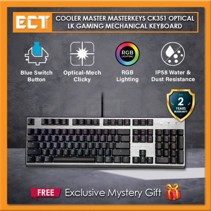 Cooler Master Masterkeys Ck351 Optical LK Gaming Mechanical Keyboard - Blue / Brown / Red Switch