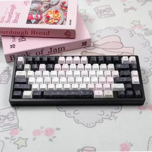 URE Black Veil Keycaps Dye-Sub Cherry Profile PBT Keycaps Pink Customized Girls Keycaps For MX 61/68/96/104 Mechanical Keyboard