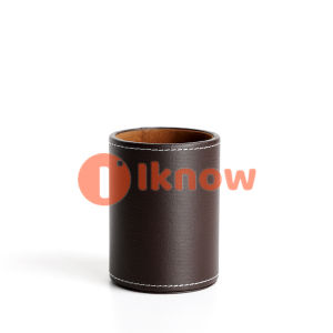 I know Business Leather Round Pen Holder Desktop Stationery Storage Box Storage Jar Makeup Brush Tube Creative and Stylish Office Supplies.