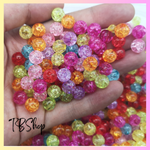 100pcs Mote Manik Pecah Retak Akrilik 6mm 8mm Bahan Ringan