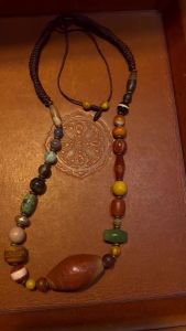 1pcs/lot Natural Agate old crystal with hand-woven old bead necklace Exotic ethnic style Collectibles High-end gifts