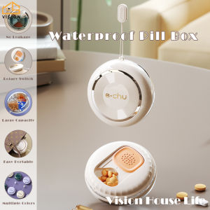 Vision Portable Tablets Pill Box IPX8 Waterproof Medicine Storage Box 4Grids Travel Medicine Case Pill Divider Organizer Tablets Holder Case