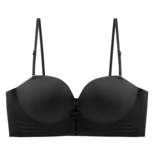 Front Buckle Bra Strapless Underwear Women Small Chest Gathered ThickenedShoulder Strap Anti-Slip Gathering Bra