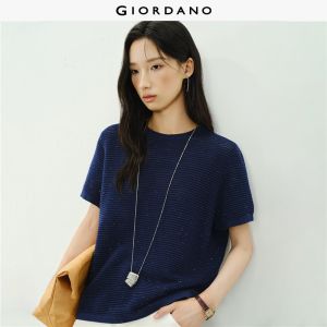 Giordano Women Nep openwork short sleeve knitwear Free Shipping 18356313