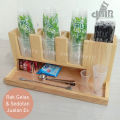 Booth Portable Gerobak Stand Meja Lipat Jualan Event Desk Full Kayu Display Sayap Bongkar Pasang. 