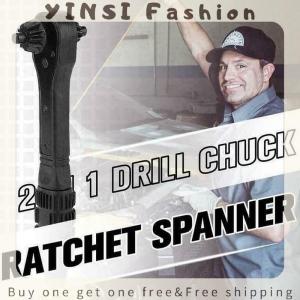 YINSI 2 in 1 Drill Chuck Ratchet Spanner Two-way Quick Ratchet Two-ended