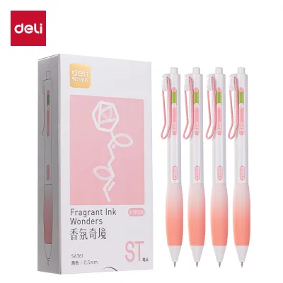 Deli Scented Ballpen Press Gel Pen 0 .5mm head black Ink ST Head 1Pc SA361（Long-lasting Fragrance）