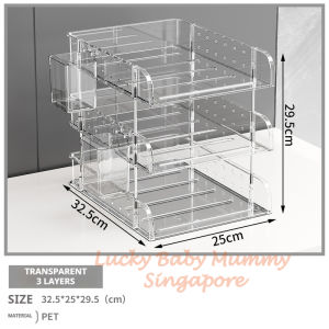 Clear Pegboard Desktop Organizer Rack/Acrylic A4 File Tray Storage Box for Office & Study Use