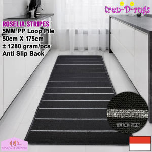 Tren-D-rugs Keset kaki stripes garis alas dapur panjang kamar modern anti slip 50 cm x 175 cm - NMs