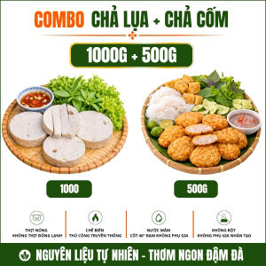 Combo Giò Chả Cửu Long (1.5KG) Không Hàn The Không Bột Độn Giò Chả Sạch Gói Lá Chuối Chuẩn ISO 22000