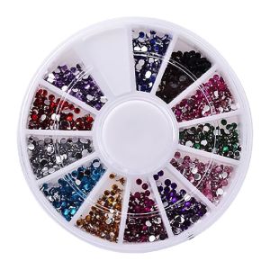 12Colors Acrylic Silver Round Rhinestone Stud 1.2Mm/2Mm/3Mm/4Mm for Uv Gel Nail Face Art Decoration