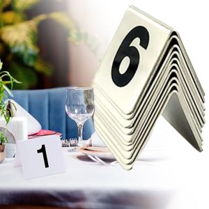 MISSUP 10Pcs/Set สองด้าน ป้ายหมายเลขโต๊ะ นержักรส หมายเลข 1 ถึง 20 บัตรโต๊ะที่มีหมายเลข ทนทาน หมายเลขโต๊ะร้านอาหารโรงแรม ของจัดงานแต่งงานและงานวันเกิด