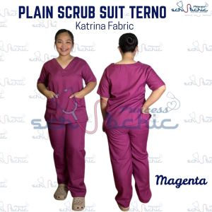 PSC Magenta Katrina Plain Scrub Suit Terno for Men & Women/ Canadian-Katrina/Medical nurse vet yay