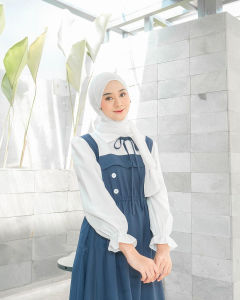 Reyna Gamis Wanita Kekinian Variasi Kancing Depan Dress Bahan Shakila