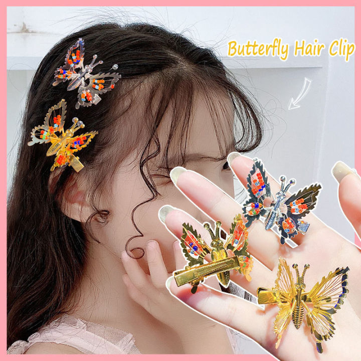 Cute Butterfly Hair Clip for Girl Metal Spring Butterfly Childrens