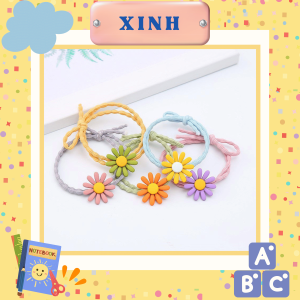 10 Sợi Thun buộc tóc bé gái phụ kiện buộc tóc nữ hoa cúc nhỏ nhiều màu siêu xinh