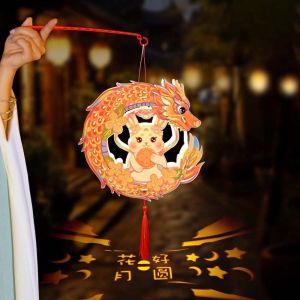 ZG285 กระเป๋าวัสดุ DIY โคมไฟกระต่ายสำหรับเด็ก ปลาโคอิ แบบจีน โคมไฟเทศกาลกลางฤดูใบไม้ร่วง วินเทจ พร โคมไฟดอกบัว เด็กๆ