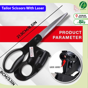 SG Seller - Professional Laser Cutter Guided Sewing Scissors for Home Craft Wrapping Gift Fabric Sewing Cut Straight Fast for Fabric Paper Crafts | Upgraded Ergonomic Handle