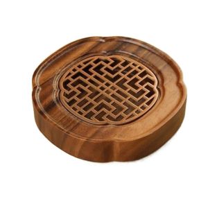 CHENJIE Walnut Wood Bearing Wood Tea Tray Portable Water Storage Teapot Drain Plate Light Luxury Detachable Small Teapot Holder Household