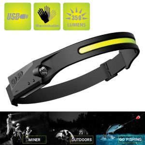 Đèn Pha LED COB Đèn Pha Cảm Biến Tích Hợp Pin Đèn Pin Đèn Đội Đầu Sạc USB Đèn Pin Đèn Làm Việc