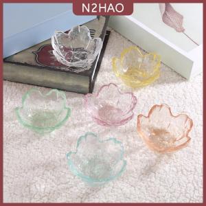 N2HAO  Nhỏ Nhật bản hoa anh đào gia vị tấm cho kem trái cây Sala Món ăn thủy tinh nhỏ phong cách Bắc Âu Vàng Inlay kính nước sốt bát