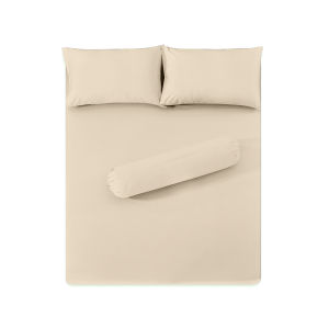 Aussino Breathable Basic Color Soft Set Cadar Bergetah Warna Solid Mikrofiber Microfiber Fitted Bed Sheet Set Fits up to 36-38cm Mattress Height