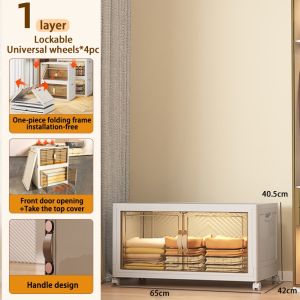 Folding storage cabinet household transparent stackable multi-layer cabinet clothing toys storage family organizer