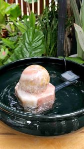 หินหมุน หินกลิ้ง ลูกหิน 8cm แถม ปั๊มน้ำ ชุด (Honeycomb Honeycomb Lutea 8cm Whipped Cream Set)