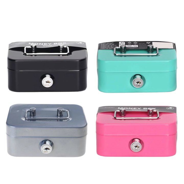 Small Steel Money Safe With Carrying Handle Compact Lockable Storage ...