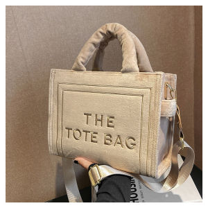 Cross-Border 2024 New winter collection: fashionable versatile and simple large-capacity plush tote bag for women lightweight and stylish