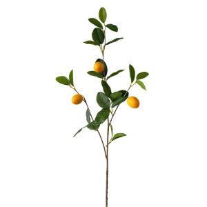 MAOMEI Cảm giác như thật 3 Cành Chanh Chia Nét Thật tế Nhựa Cành trái cây giả Đồ trang trí hình cây xanh. Chống tia cực tím. Cắm hoa Trang trí nhà cửa