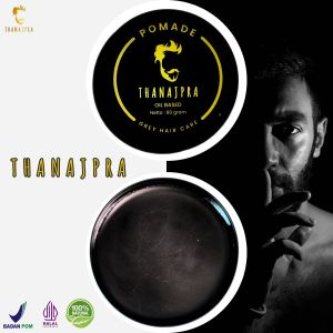 Minyak rambut pria terlihat basah dan wangi tahan lama Thanajpra pomade oilbased penghitam uban