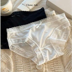 Quần Lót Nữ Ren Lụa Băng Siêu Mềm Mại Kháng Khuẩn Đáy Cotton An Toàn Cho Da Kiểu Dáng Hàn Quốc Sang Trọng
