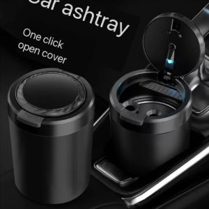 Car Ashtray LED Light Alloy Ash Tray Aluminum Cup Portable eless Auto Ashtray Flame Retardant  Holder