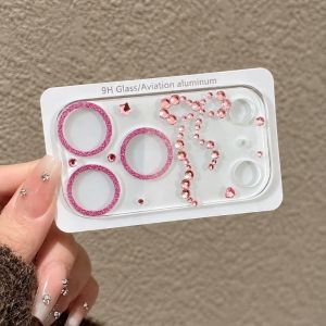 NEXTYOO HD rõ nét Miếng dán bảo vệ camera bằng kính. Trái tim 3D đính cương Bao phủ toàn bộ Nắp bảo vệ ống kính máy ảnh. Chống sốc Phim bảo vệ ống kính Cho iPhone 17 Pro Max 17 Pro