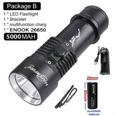 HaixnFire DV57 Underwater Waterproof Flashlight XHP70 Scuba Diving Light Outdoor Camping torch