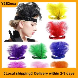【Local shipping】 Sequins Feather Headband Indian Feather Headdress Holiday Party Indian Hairband Fashion Women Hair Accessories