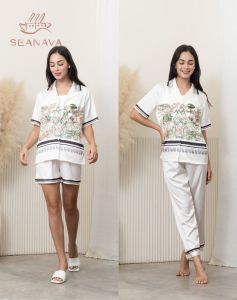 SEANAVA ชุดนอนเซต 3 ชิ้น ผู้หญิง Silk Satin pajamas ชุดนอนผ้าซาติน เกรดพรีเมี่ยม ชุดเซ็ทผู้หญิง ชุดเที่ยว (P15)พร้อมกล่อง!!! (มีบริการห่อของขวัญ)