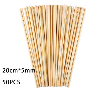 50pcs Wooden Dowels Round Wooden Sticks DIY Wooden Model Materials for DIY Wood Crafts
